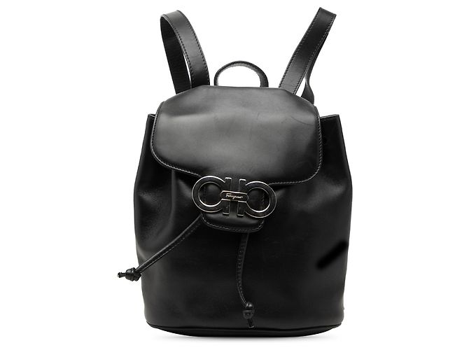 Salvatore Ferragamo Mochila Ferragamo em couro preto Double Gancini