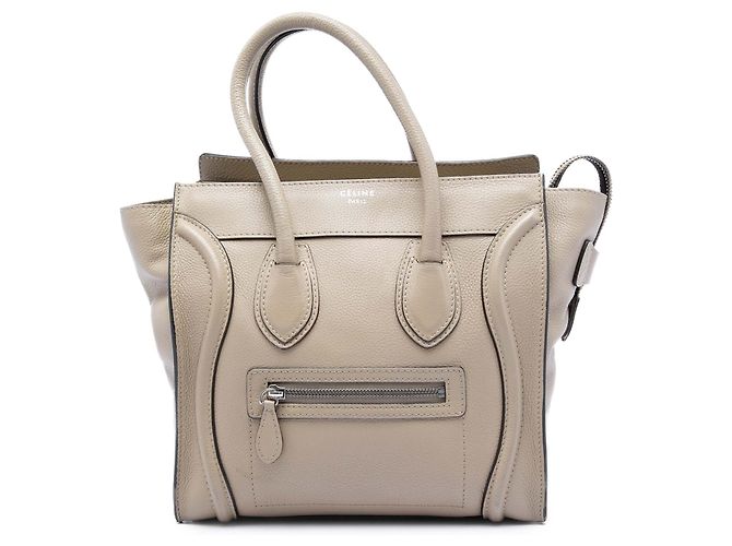 Céline Tote Luggage en micro cuir beige Celine