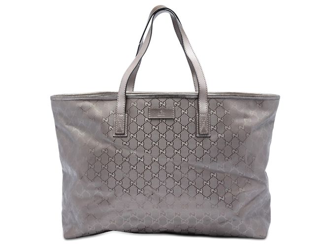 Tote Gucci Silver Large GG Imprime Plata