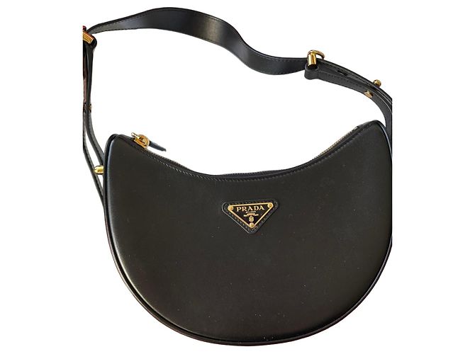 Small Prada Arqué leather shoulder bag Black