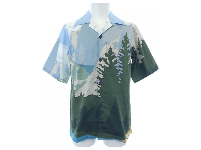 Camicia a maniche corte PRADA Blu Arancione