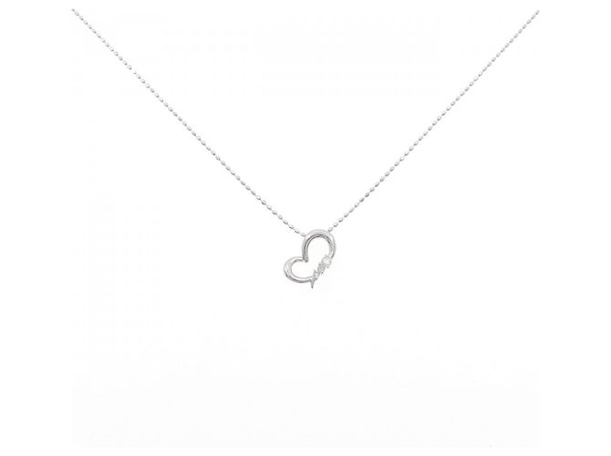 Autre Marque Collana a Cuore in Diamanti e Oro Bianco K10 Argento