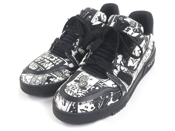 Baskets Louis Vuitton LV Trainer Line Noir Blanc