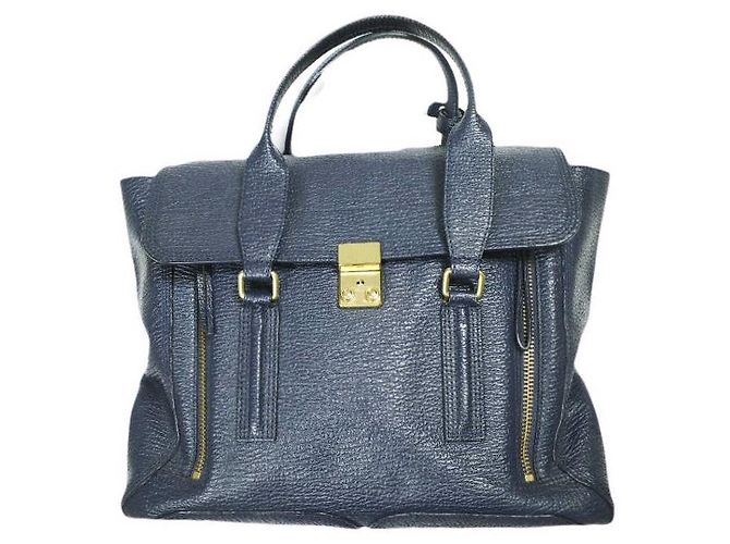 Autre Marque 3.1 Phillip Lim PASHLI MEDIUM SATCHEL Bolsa 2 em 1 em couro de vaca Azul Azul marinho