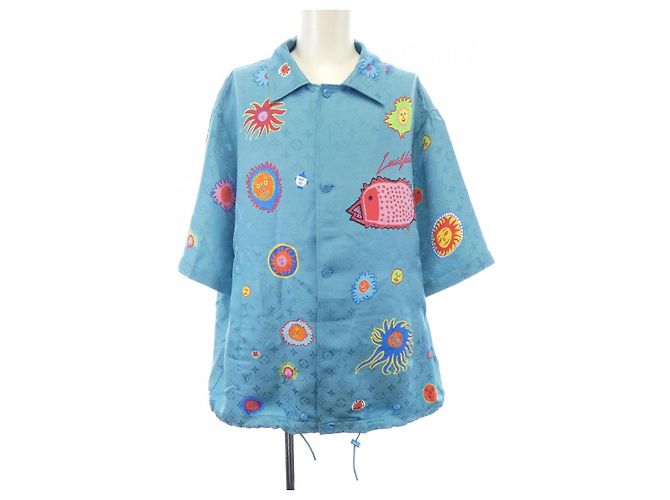 Camicia a maniche corte in seta Louis Vuitton Yayoi Kusama Limited Blu