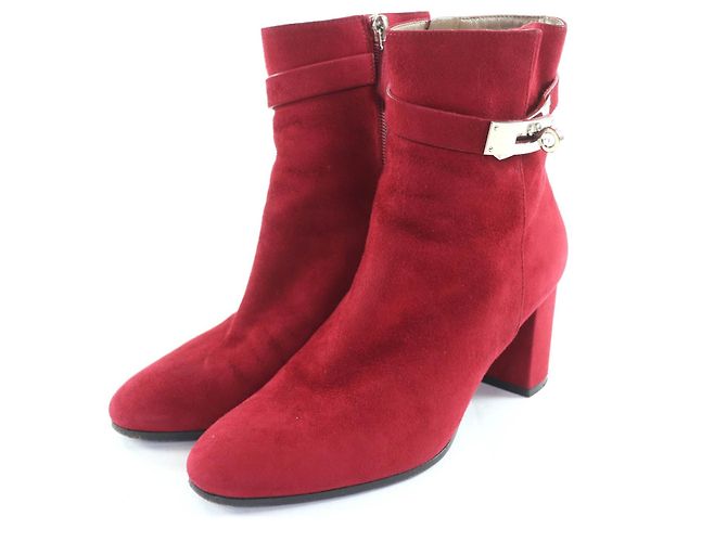 Bottines courtes en daim Hermès Saint Germain35.5 Marron Bordeaux