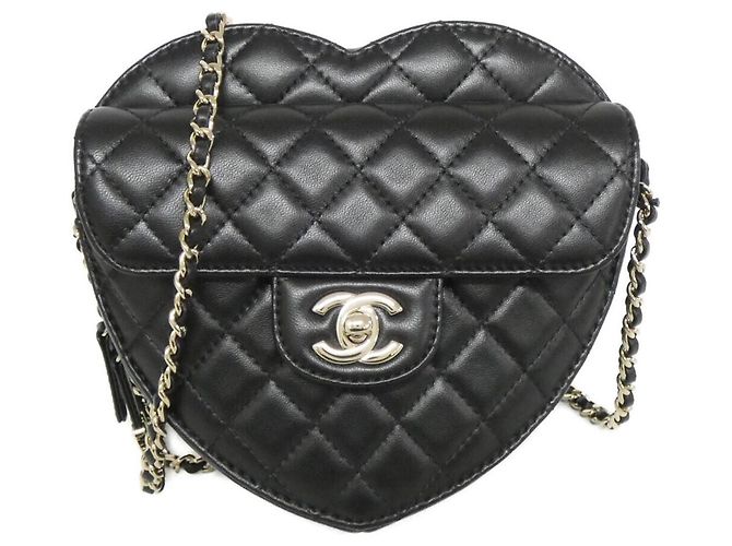 Borsa a tracolla Chanel in agnello Nero