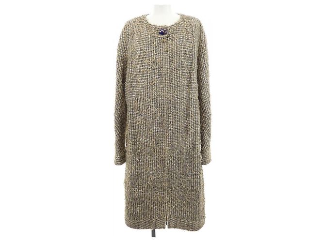 Chanel Wool Coat Black Beige