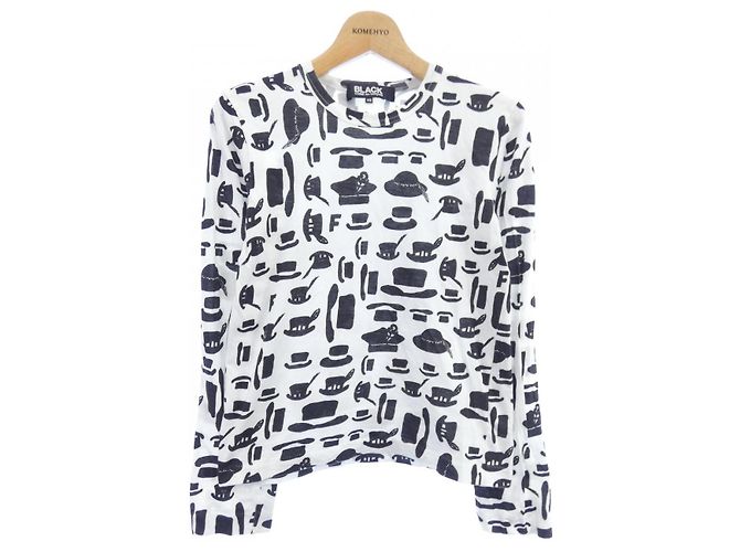 T-shirt in cotone nera Comme des Garcons Nero Bianco