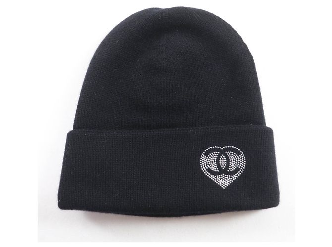 Chanel COCO Mark Cashmere Knit Cap Black