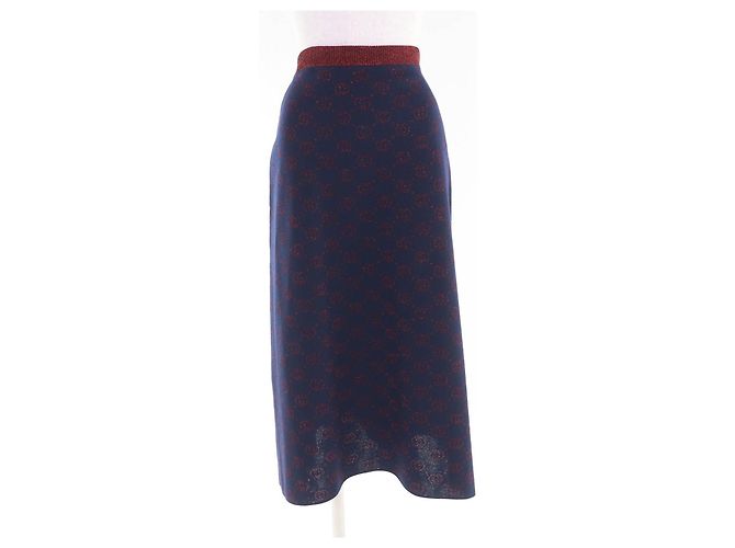 Gonna in maglia di lana jacquard lamé GGPattern di Gucci Blu
