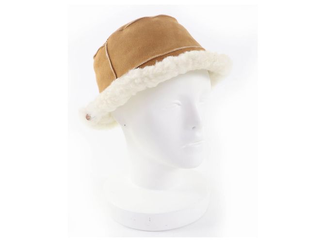 Loewe Logo Lamb leather Bucket Hat Brown