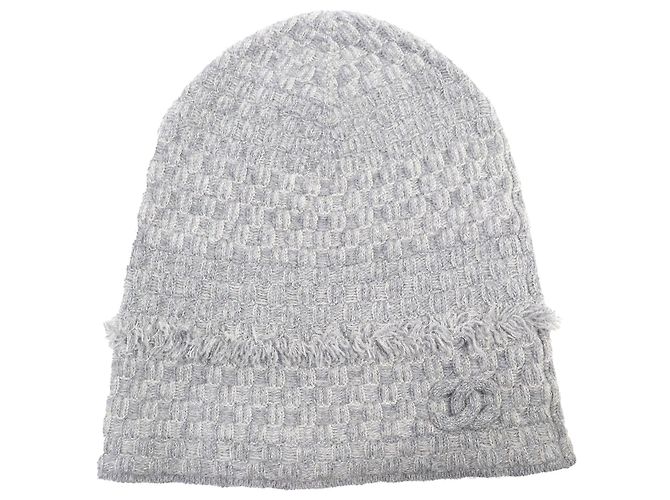 Chanel COCO Mark Cashmere Knit Cap Brown