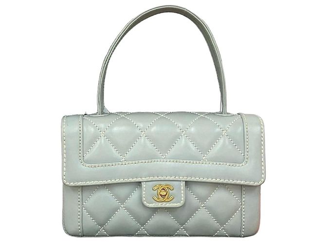 Bolsa Chanel Matelasse Coco Wild Stitch Leather Azul Azul claro