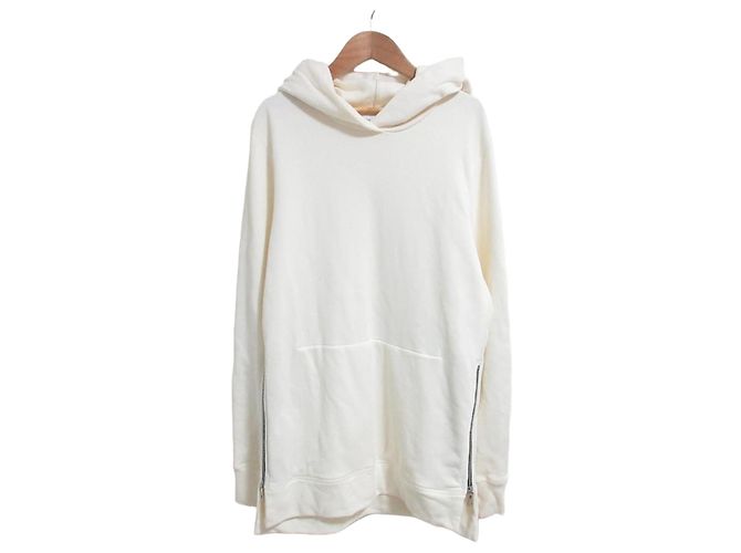 Autre Marque John Elliott Sweatshirt mit Reißverschluss am Saum Weiß Aus weiß
