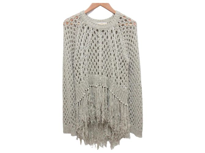 Autre Marque UN3D. Strickpullover mit Mesh-Fransen Beige