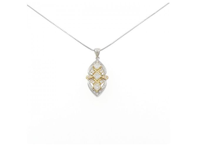 Autre Marque Collar de Diamante Pt900 K18YG Pt850 Plata