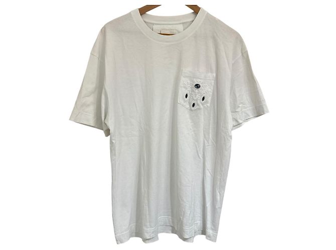 Camiseta de algodón con bordado de bolsillo Givenchy Blanco