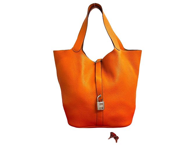 Bolsa Hermès Picotin Lock GM em couro de bezerro Laranja