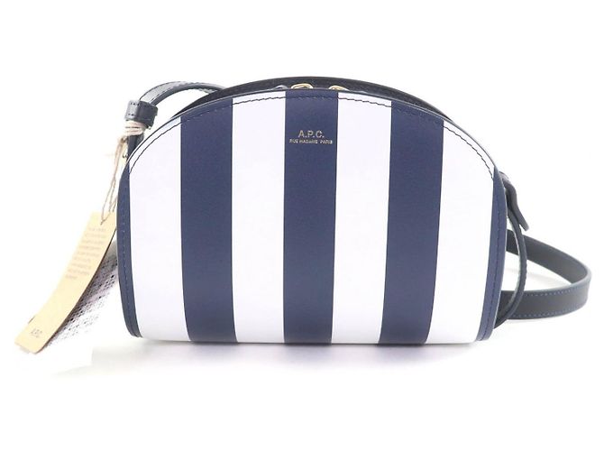 Apc A.P.C. sac demi-lune leather shoulder bag Bleu