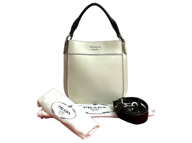 Sac 2way en cuir Prada Noir Blanc