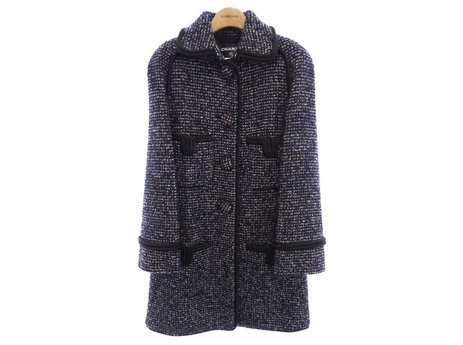 Cappotto in cashmere Chanel Bianco Rosso Blu Blu navy