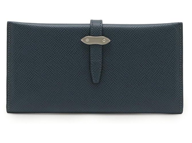 Autre Marque Globe-Trotter Windsor Grain Leather Long Wallet Blue Navy blue