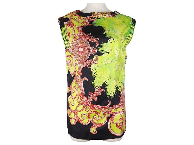 Top sem mangas de seda Medusa da Versace Preto Multicor