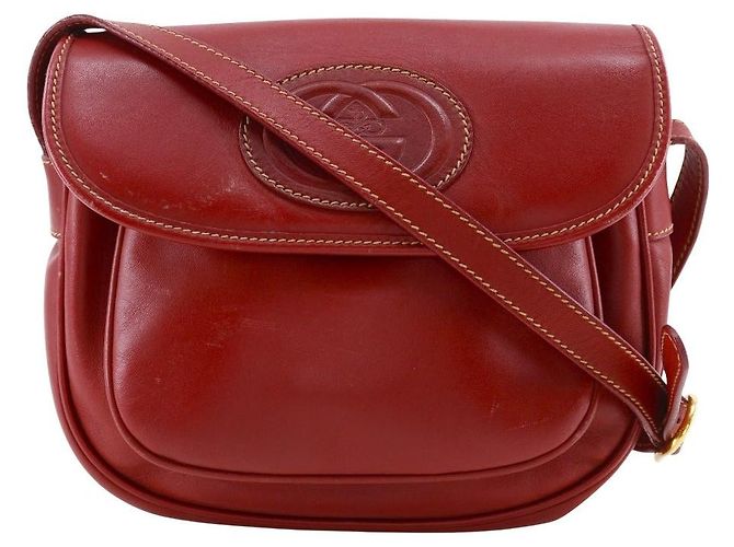 Borsa a tracolla in pelle di vitello Interlocking G Gucci Rosso