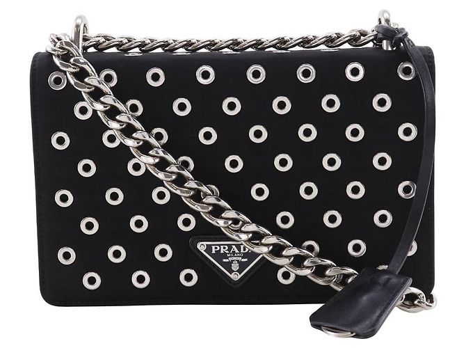 Borsa a tracolla 2way in nylon traforato Prada Nero