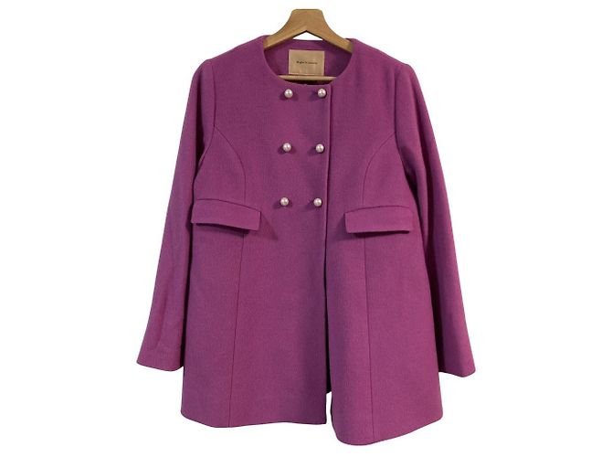 Autre Marque Maglie le cassetto Wool Collarless Coat Rosa