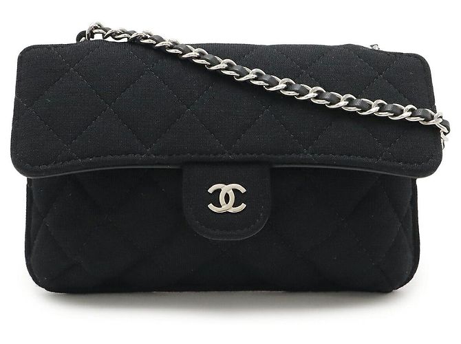 Borsa 2way Chanel Matelassé Coco Mark Cotton Jersey Nylon Nero Grigio