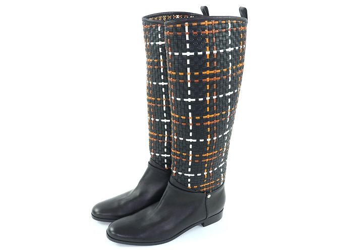 Botas de couro Hermès 37.5 Preto