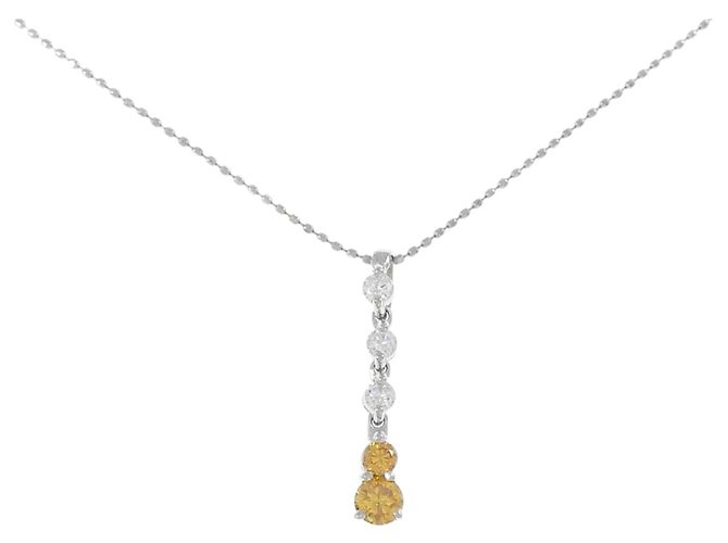 Autre Marque Platin-Diamant-Halskette Silber