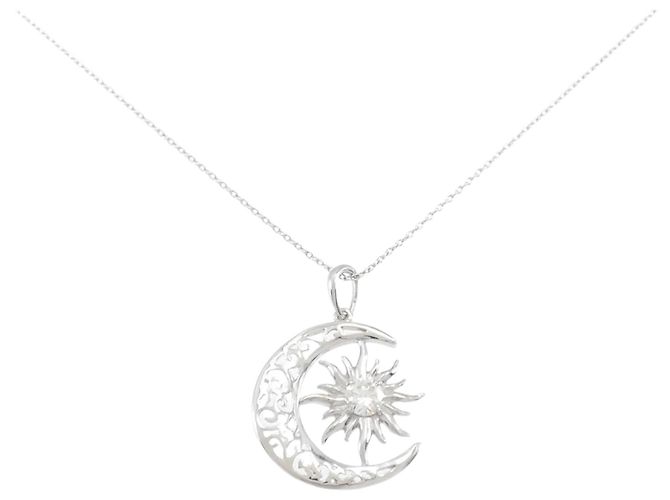 Autre Marque Collar de oro blanco 10K y diamantes Plata