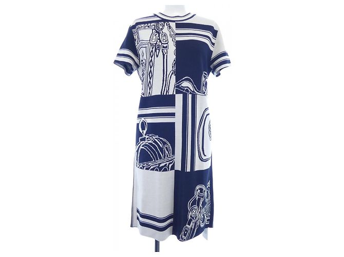 Hermès Hermes Kleid aus Seidenmischung Schwarz Weiß