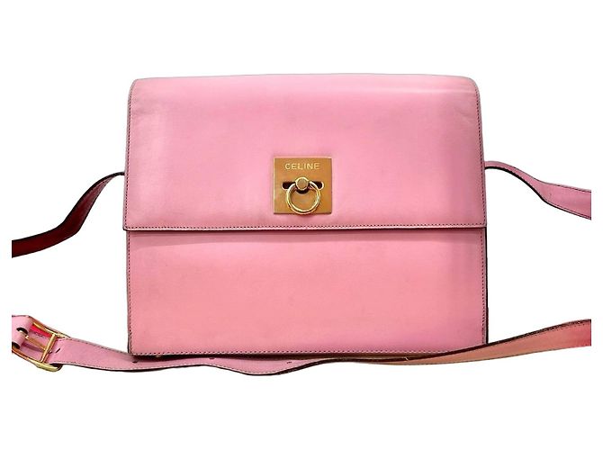 Céline Bolso de hombro de cuero Celine Rosa