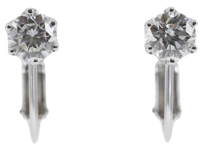 Autre Marque Pendientes de oro blanco K14 y diamantes Plata