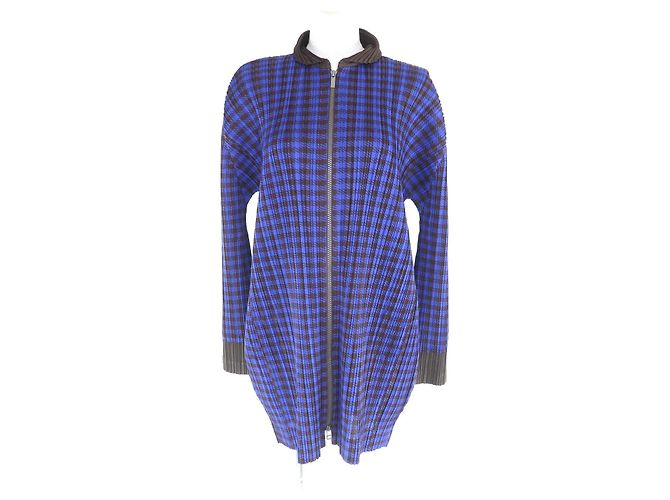 Issey Miyake PLEATS PLEASE Jacket Polyester Jacket Brown Blue