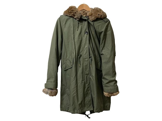 Autre Marque Casaco de lã com forro Woolrich Marrom Verde Caqui