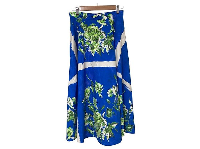 Autre Marque Martinique Seidenrock mit Panel-Print Blau