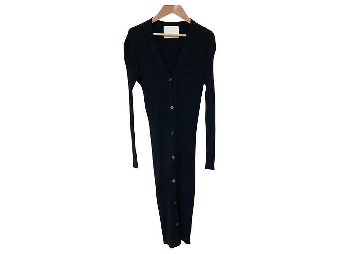 Autre Marque Cardigan lungo a coste larghe AP STUDIO Nero