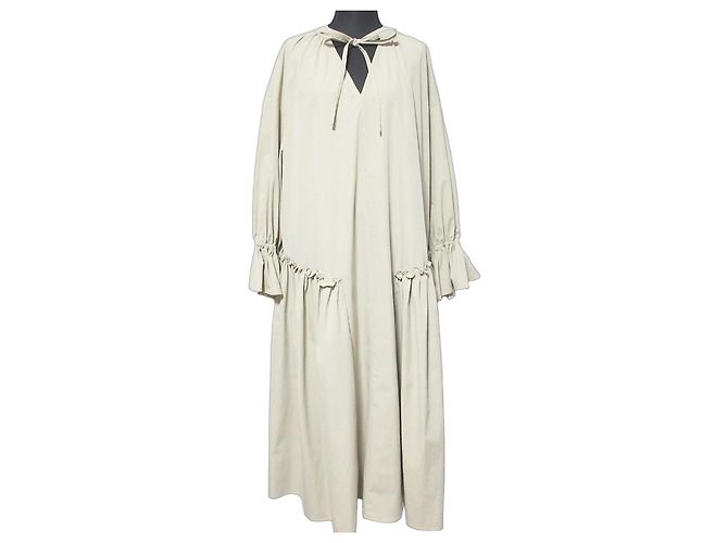 Autre Marque Vestido largo VIRINA con drapeado lateral Beige