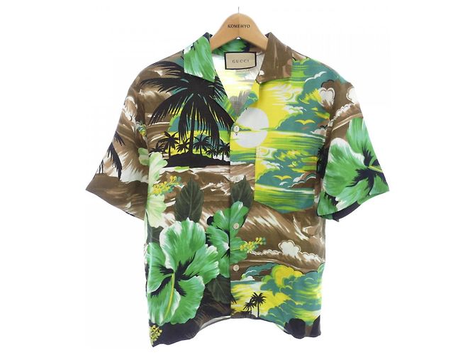 Camicia a maniche corte Gucci Marrone