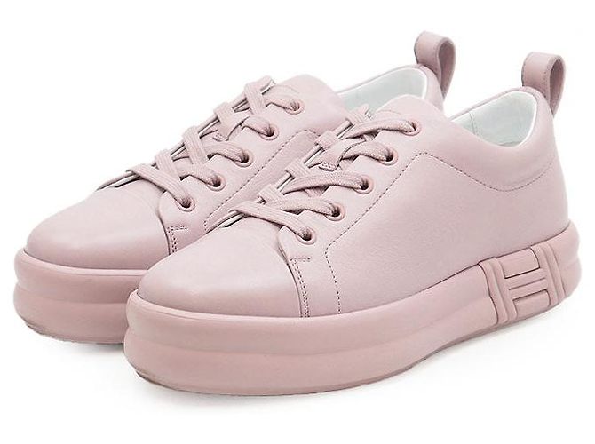 Hermès Tênis Happy de couro Hermes Roxo