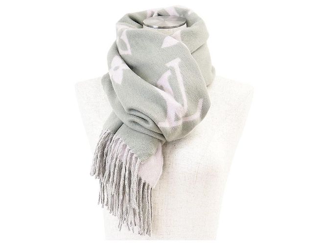Cachecol Reykjavik Monogram em cashmere Louis Vuitton Marrom Rosa Cinza Caqui