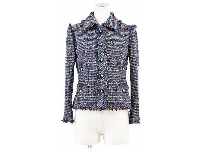 Giacca in tweed Chanel Blu Multicolore Blu navy
