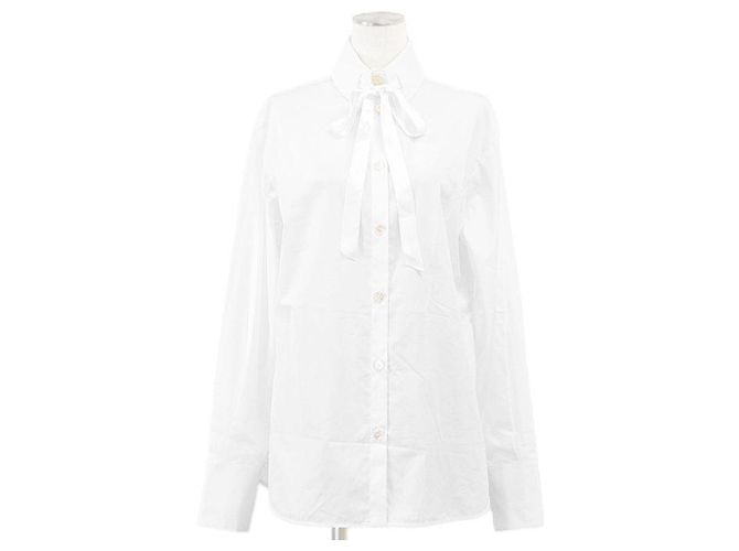 Camicia Chanel Broadshirt in cotone a maniche lunghe Bianco