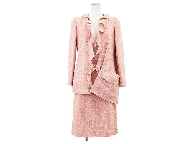 Chanel 99A P14314 Wool Blend Setup Brown Pink Beige