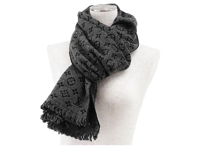 Bufanda de lana Classic Monogram Louis Vuitton Negro